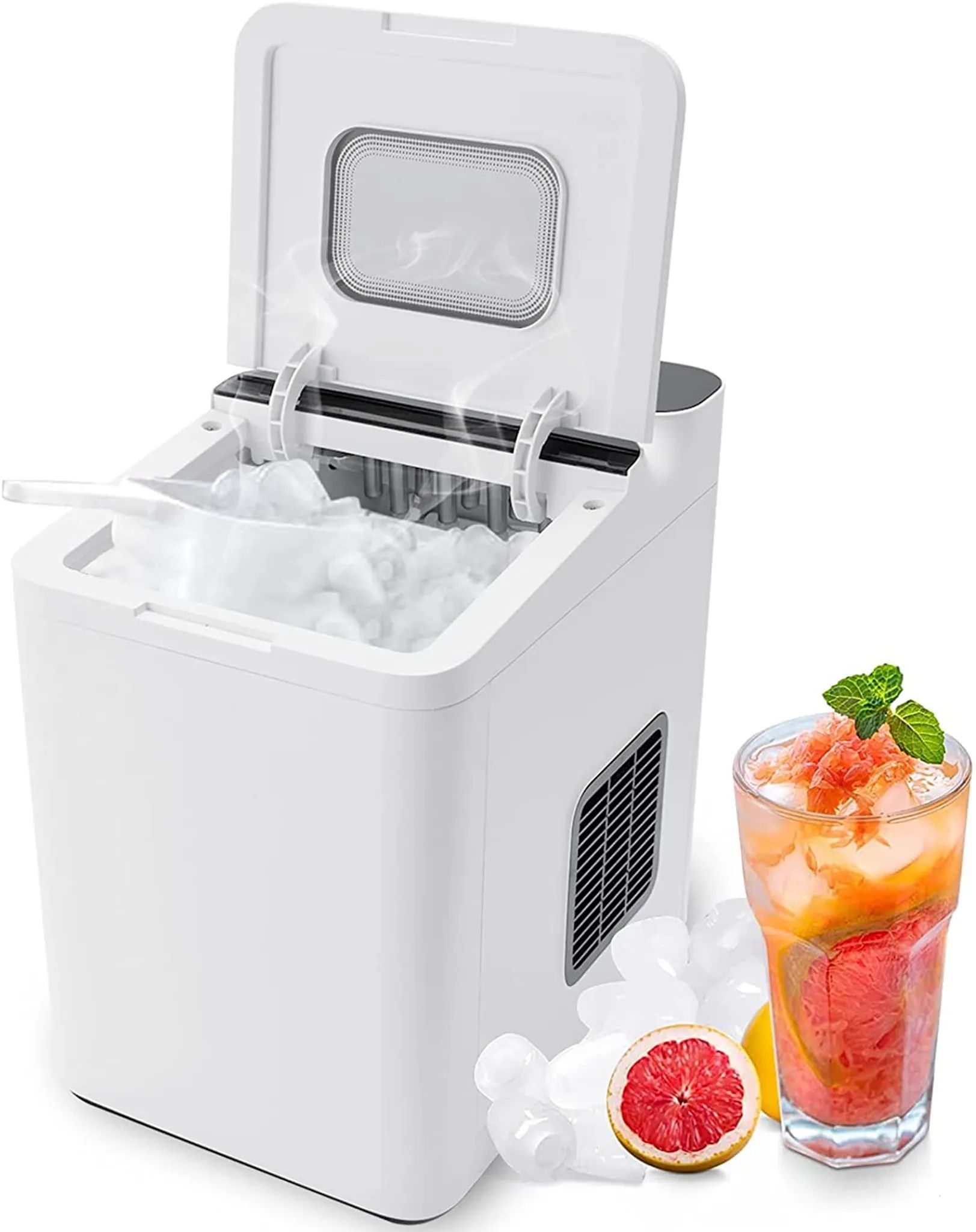 GOPLUS Elektrischer Eiswürfelzubereiter, Ice Maker 12kg/24H, Tragbare und kompakte Eismaschine mit Selbstreinigung, 9 Würfel in 6 Minuten, mit Eiskorb und Schaufel